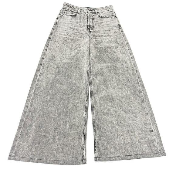 & Other Stories Paris Atelier Black Acid Wash Wide Leg Button Denim Jean SIze 26 - Picture 2 of 11